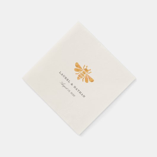 Waterverf Golden Bee gepersonaliseerde bruiloft Servet (Hoek)