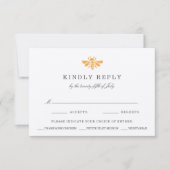 Waterverf Golden Bee Maaltijd Keuze Bruiloft RSVP Kaartje (Voorkant)