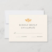 Waterverf Golden Bee Mail-In Bruiloft RSVP Kaartje (Voorkant)