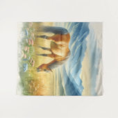 Waterverf Golden Buckskin Wild Horse op Wandkleed (Voorkant (horizontaal))