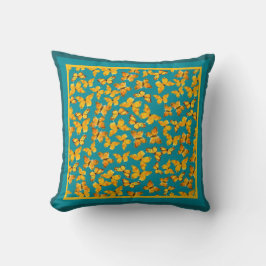Waterverf Golden Butterflies over Blauwgroen Kussen