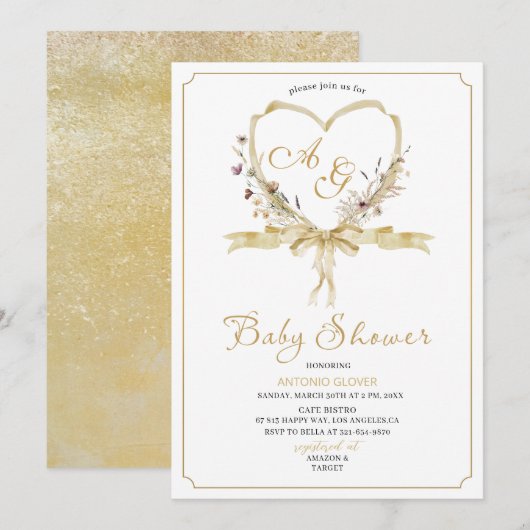 Waterverf Golden crests baby shower Kaart (Voorkant / Achterkant)