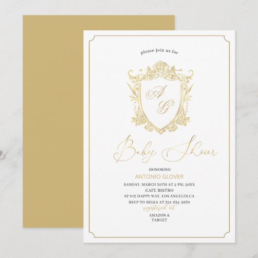 Waterverf Golden crests baby shower Kaart (Voorkant / Achterkant)