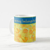 Waterverf Golden Daffodils met blauwe band Koffiemok (Voorkant links)