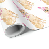 Waterverf Golden Dog Pattern Verjaardag Pet Plezie Cadeaupapier (Rol Hoek)