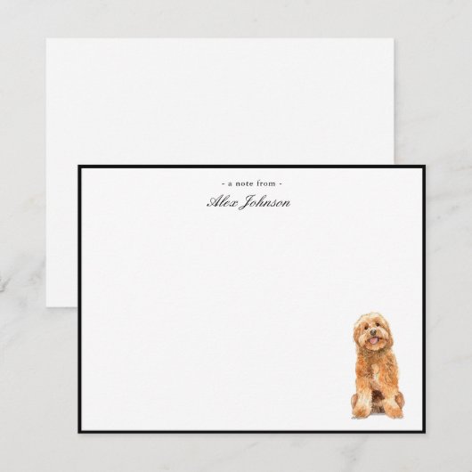 Waterverf Golden Doodle Dog Flat Bedankkaart (Voorkant / Achterkant)