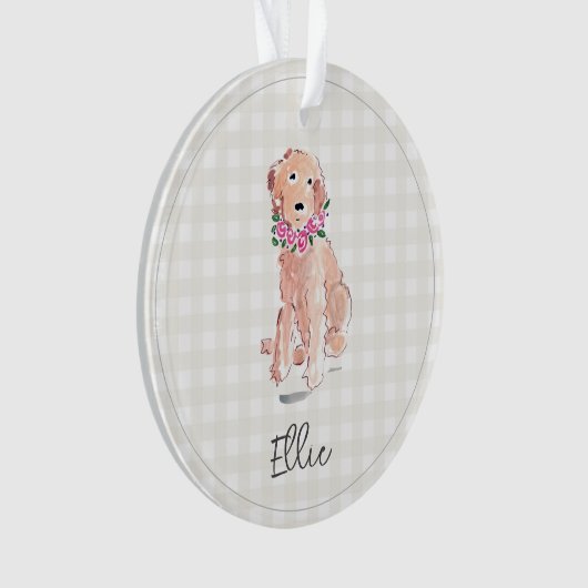 Waterverf Golden Doodle Dog Flowers NAAM Ornament (voorkant)