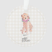 Waterverf Golden Doodle Dog Flowers NAAM Ornament (voorkant)