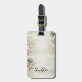 Waterverf Golden Eucalyptus Foliage Shiny Elegant Bagagelabel