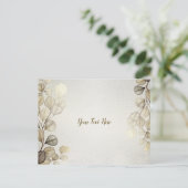 Waterverf Golden Eucalyptus Foliage Shiny Elegant Briefkaart (Staand voorkant)
