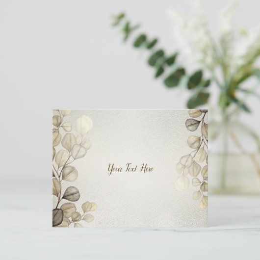 Waterverf Golden Eucalyptus Foliage Shiny Elegant Briefkaart (Staand voorkant)