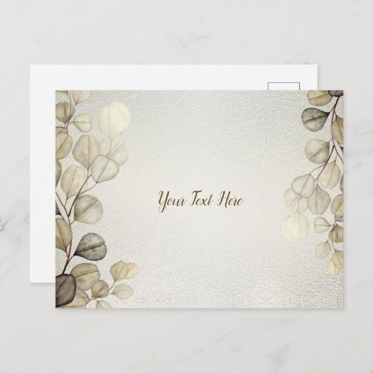 Waterverf Golden Eucalyptus Foliage Shiny Elegant Briefkaart (Voorkant / Achterkant)