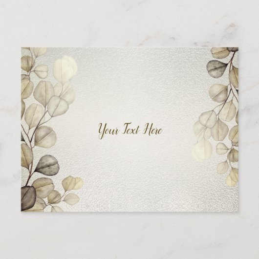 Waterverf Golden Eucalyptus Foliage Shiny Elegant Briefkaart (Voorkant)