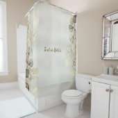 Waterverf Golden Eucalyptus Foliage Shiny Elegant Douchegordijn (In situ)