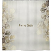 Waterverf Golden Eucalyptus Foliage Shiny Elegant Douchegordijn (Voorkant)