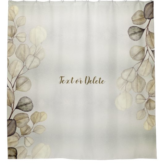 Waterverf Golden Eucalyptus Foliage Shiny Elegant Douchegordijn (Voorkant)