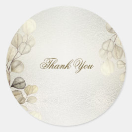 Waterverf Golden Eucalyptus Foliage Wedding Shiny Ronde Sticker