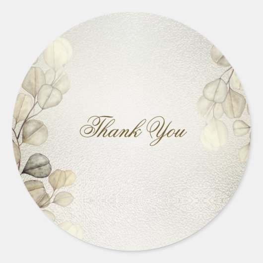 Waterverf Golden Eucalyptus Foliage Wedding Shiny Ronde Sticker (Voorkant)