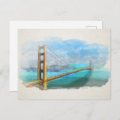 Waterverf Golden Gate Bridge San Francisco Briefkaart (Voorkant / Achterkant)