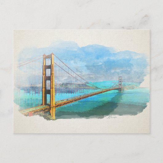 Waterverf Golden Gate Bridge San Francisco Briefkaart (Voorkant)