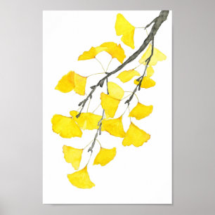 Waterverf Golden Ginkgo Poster