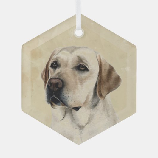 Waterverf Golden Labrador Dog Pet Animal Art Glas Ornament (Voorkant)