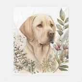 Waterverf Golden Labrador Retriever en Flowers Fleece Deken (Voorkant)