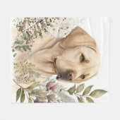 Waterverf Golden Labrador Retriever en Flowers Fleece Deken (Voorkant (Horizontaal))