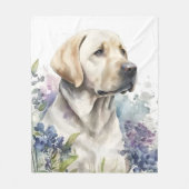 Waterverf Golden Labrador Retriever en Flowers Fleece Deken (Voorkant)