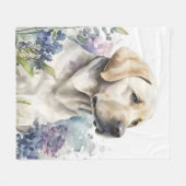 Waterverf Golden Labrador Retriever en Flowers Fleece Deken (Voorkant (Horizontaal))