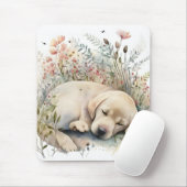 Waterverf Golden Labrador Retriever en Flowers Muismat (Met muis)
