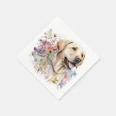 Waterverf Golden Labrador Retriever en Flowers Servet (Hoek)