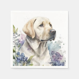 Waterverf Golden Labrador Retriever en Flowers Servet