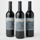 Waterverf Golden Landscape Bruiloft Wijnlabel Wijn Etiket (Flessen)