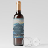 Waterverf Golden Landscape Bruiloft Wijnlabel Wijn Etiket