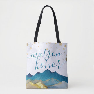Waterverf Golden Mountain Wedding Matron of Honor Tote Bag
