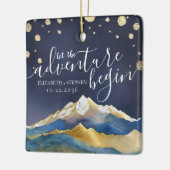 Waterverf Golden Mountains bruiloft bewaart de dat Keramisch Ornament (Links)