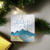 Waterverf Golden Mountains bruiloft bewaart de dat Keramisch Ornament