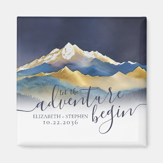 Waterverf Golden Mountains bruiloft bewaart de dat Magneet (Voorkant)