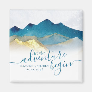 Waterverf Golden Mountains bruiloft bewaart de dat Magneet