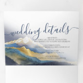 Waterverf Golden Mountains Photo Collage Wedding Drieluik Uitnodiging (Binnenzijde eerst)