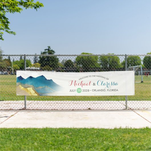 Waterverf Golden Mountains Weddenschap Welkomstban Spandoek (Insitu)