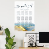 Waterverf Golden Mountains Wedding Seating Chart Poster (Thuiskantoor)