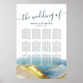 Waterverf Golden Mountains Wedding Seating Chart Poster (Voorkant)