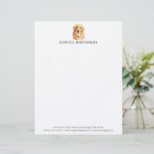 Waterverf Golden Retriever Briefpapier Briefhoofd (Staand voorkant)