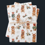 Waterverf Golden Retriever Christmas Dogs Inpakpapier Vel<br><div class="desc">Waterverf Christmas Golden Retriever Dogs met schattige Holiday Pups in Santa Hats,  Kousen Petten,  Bandana's en Sjaals omgeven door leuke Pinecones,  Holly Leaves,  Mistletoe,  Winterbessen en mini kerstbomen.</div>