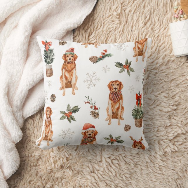 Waterverf Golden Retriever Christmas Dogs Kussen (Deken)