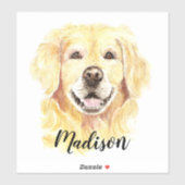 Waterverf Golden Retriever Dog Animal Custom Name Sticker (Vel)