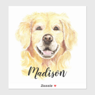 Waterverf Golden Retriever Dog Animal Naam Sticker
