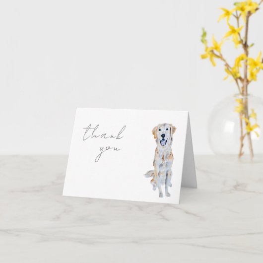 Waterverf Golden Retriever Dog Dank u Kaart (Gele Bloem)